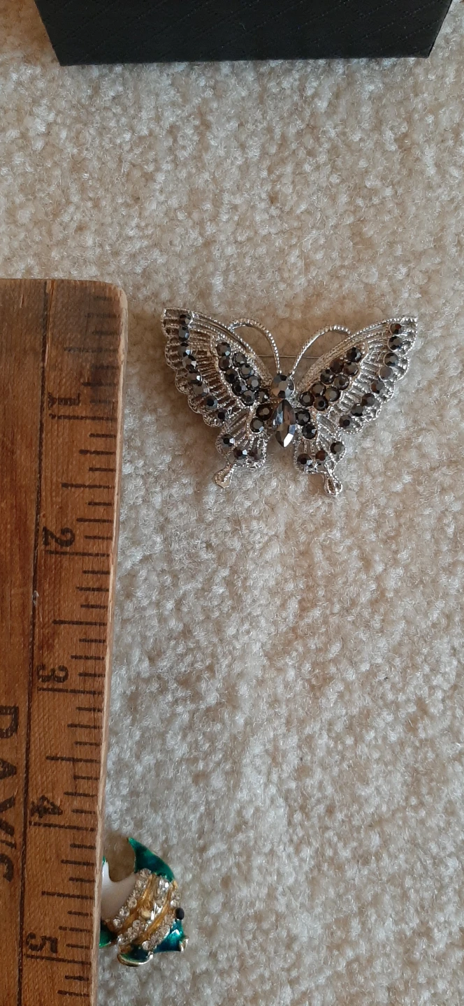 Silver Tone Butterfly Brooch with Rhinestones - photo 5