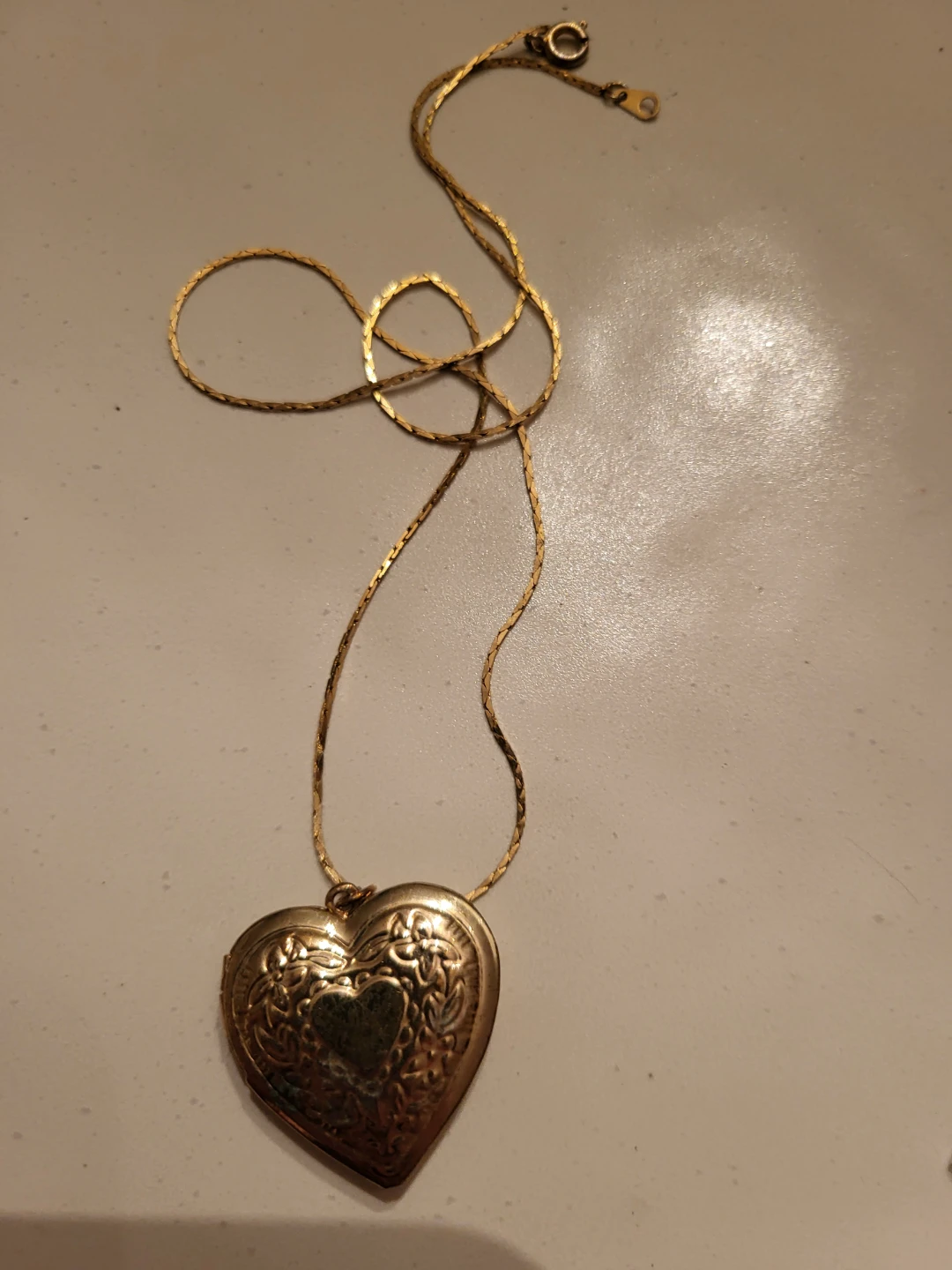 Gold Tone Heart Locket Necklace