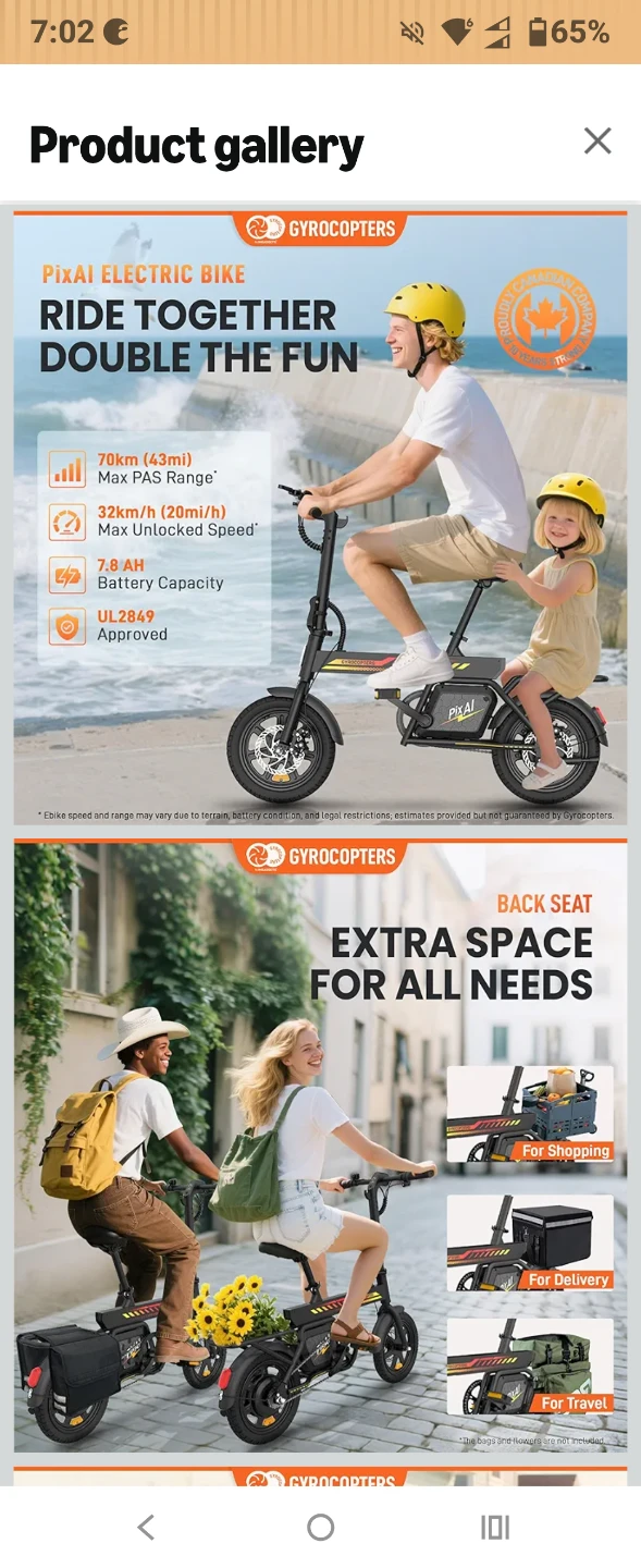 GYROCOPTERS PIXAI Electric Folding Bike