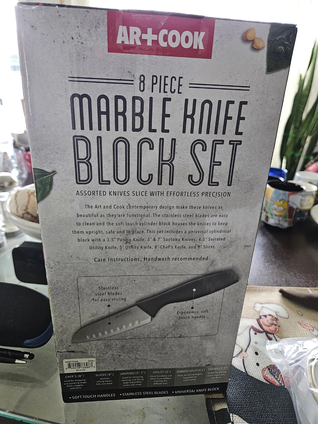 New AR+COOK 8 Piece Marble Knife Block Set - photo 2