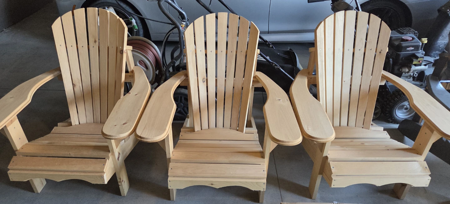 3 Wooden (Pine) Adirondack Chairs