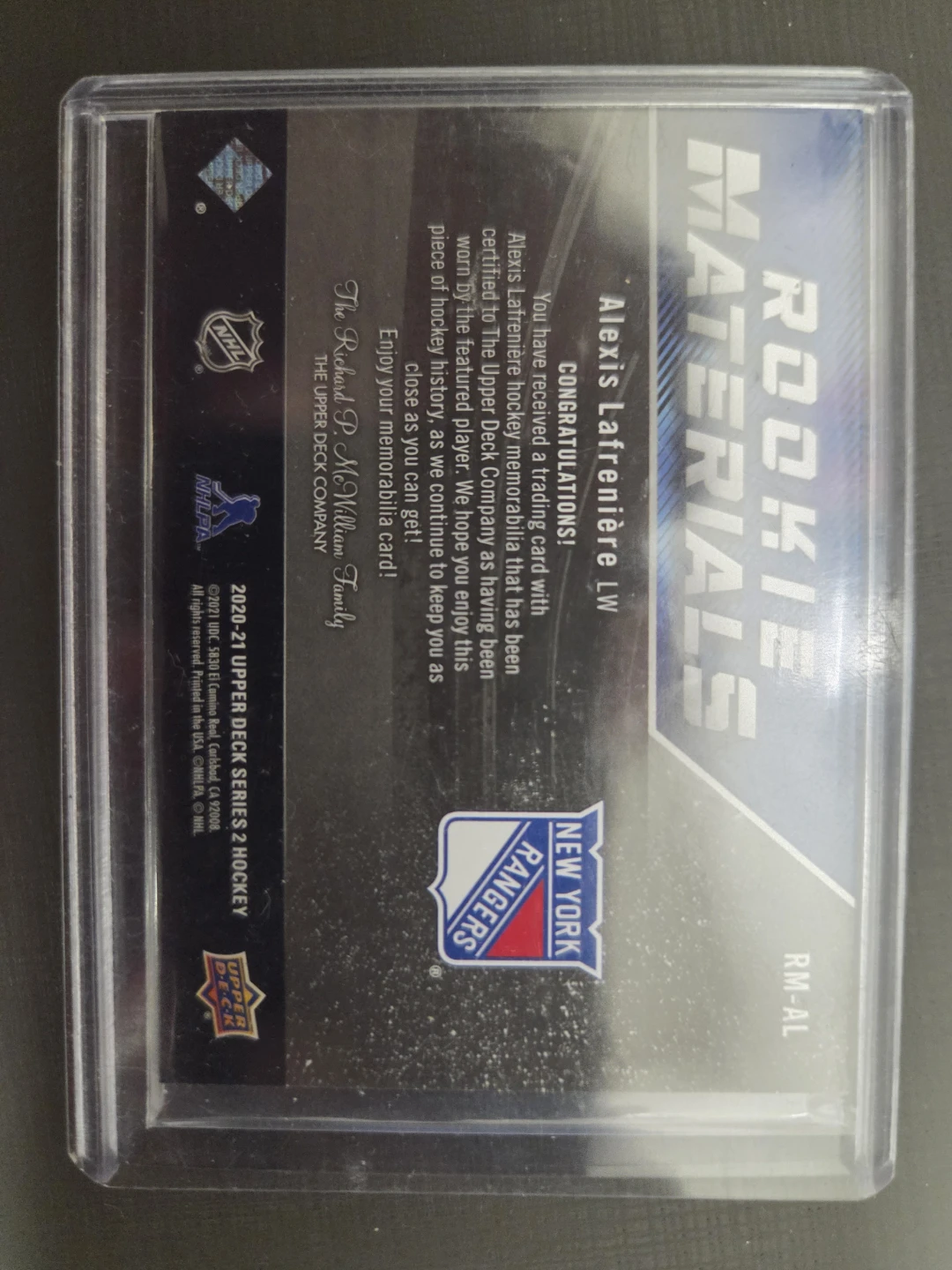 Alexis Lafreniere Rookie Materials Jersey Card - photo 2