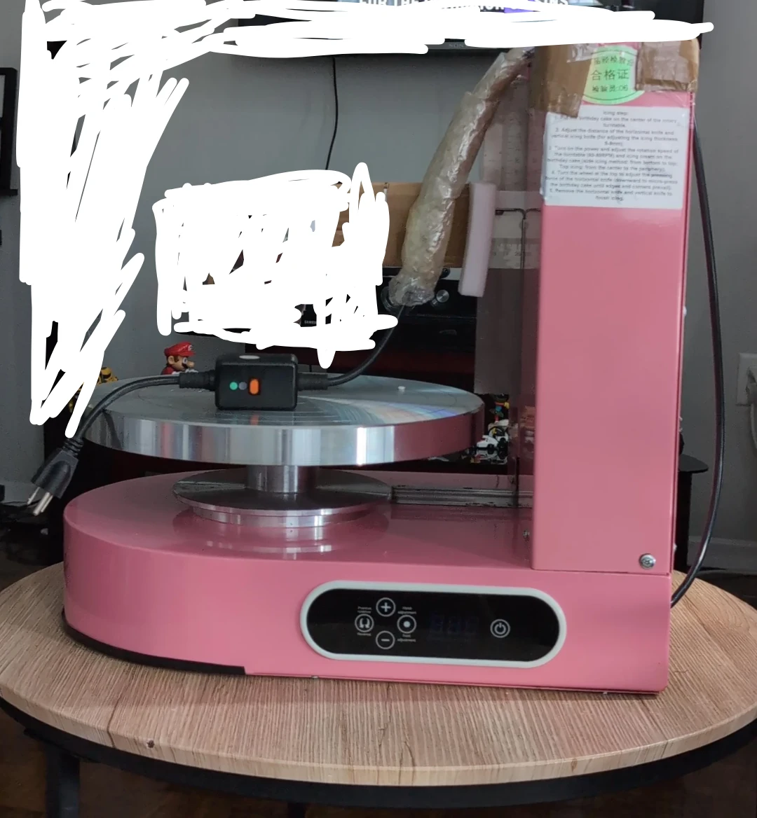 Pink Electric Cake Decorating Turntable with Digital Display