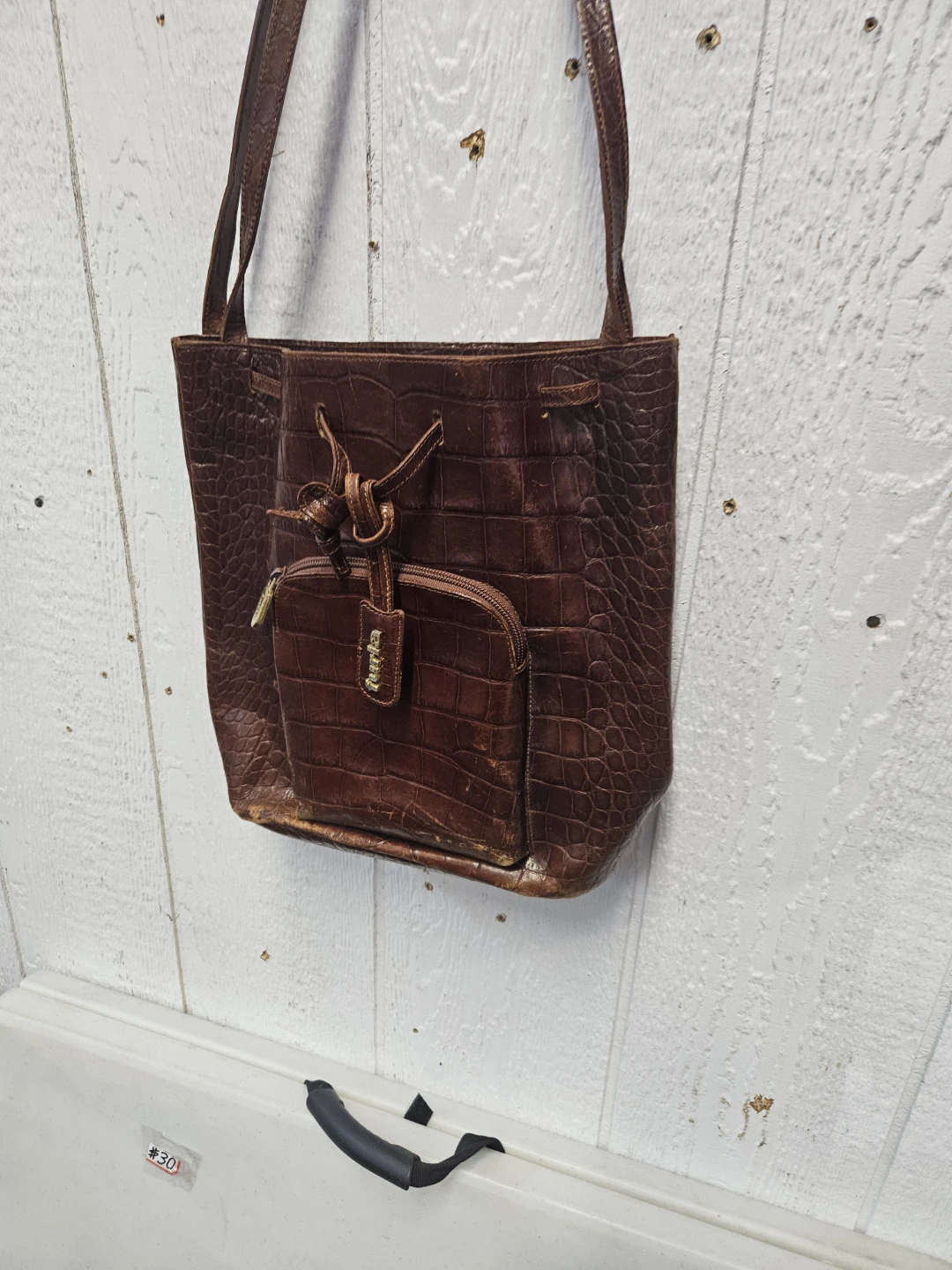Brown Croc Embossed Shoulder Bag - photo 3