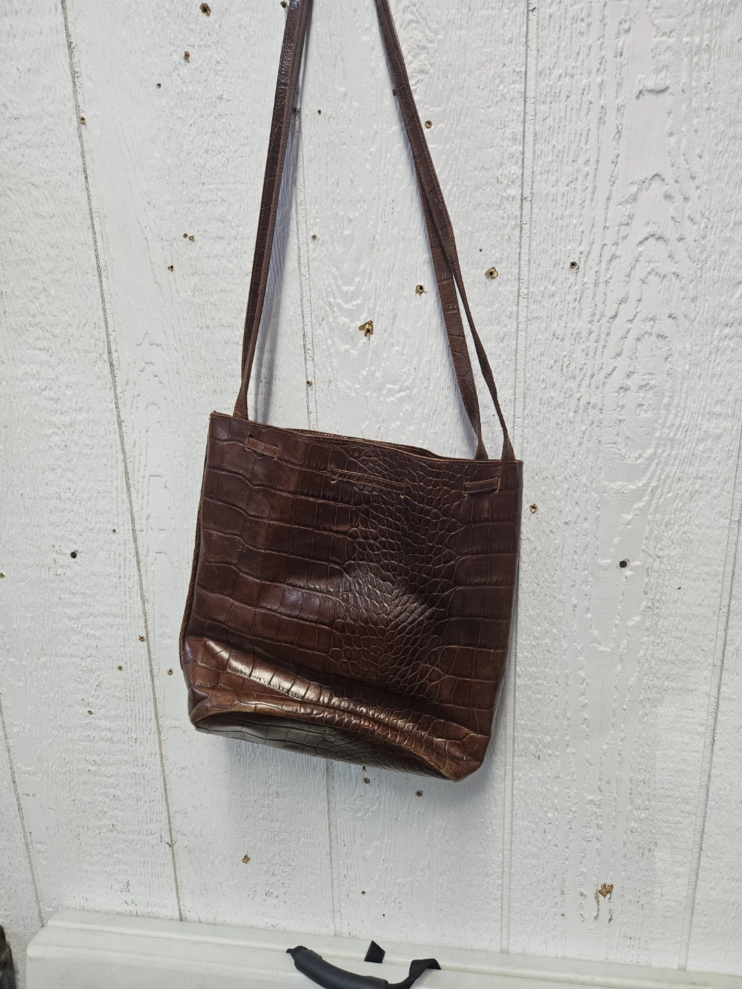 Brown Croc Embossed Shoulder Bag - photo 5