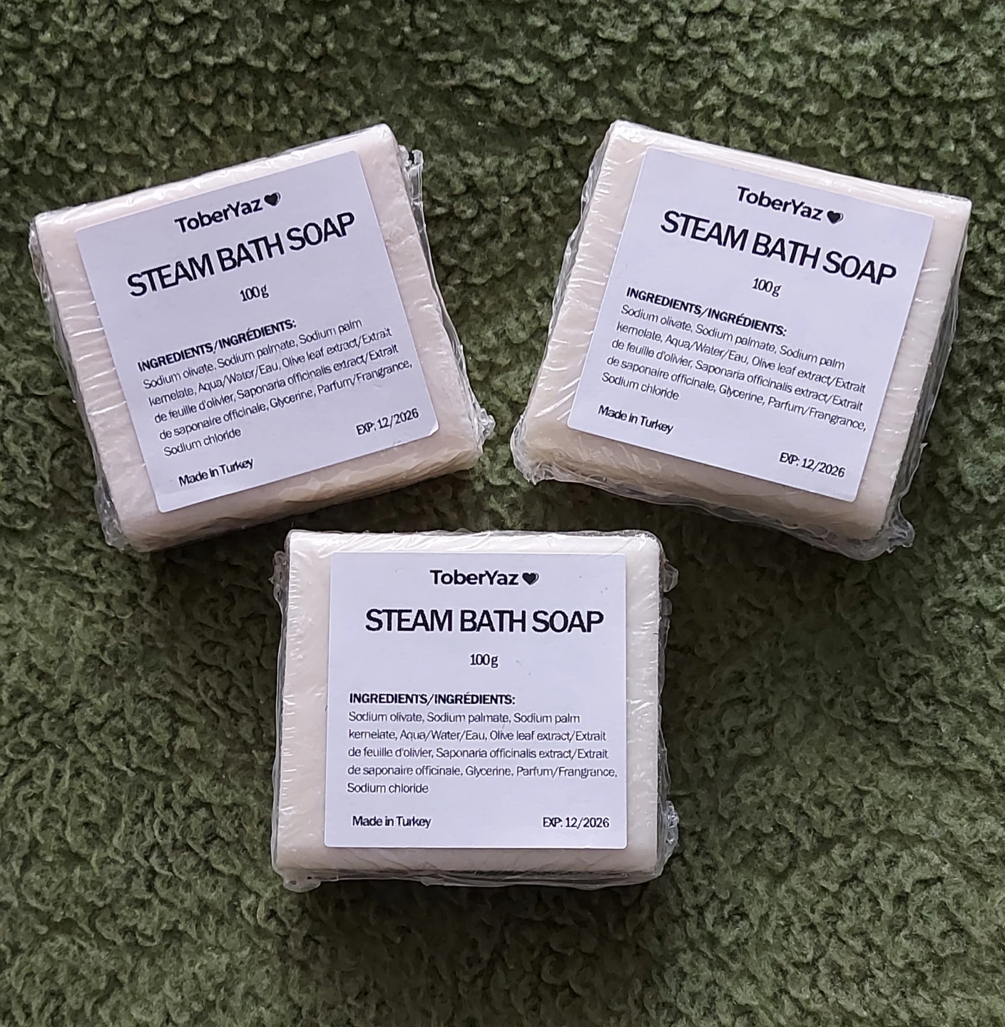 $2ea ToberYaz Steam Bath Soap - 100g Bars (Set of 3)