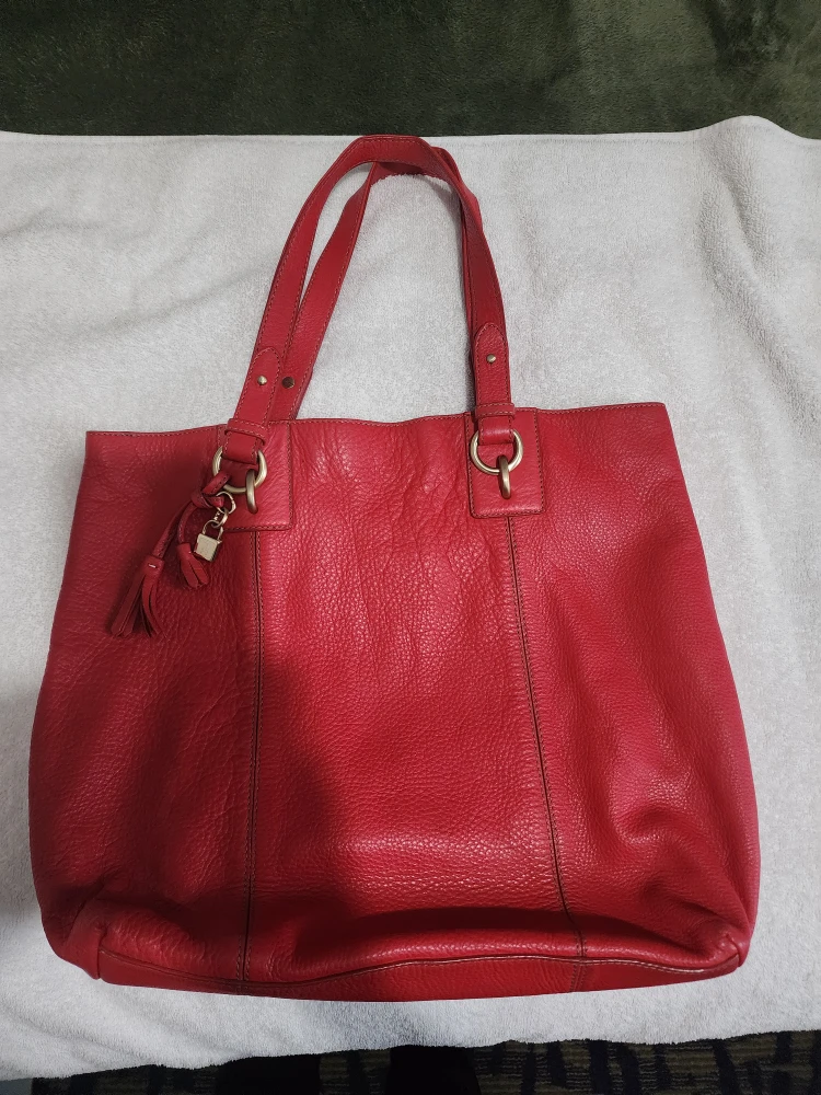 Tommy Hilfiger Red Leather Tote Bag