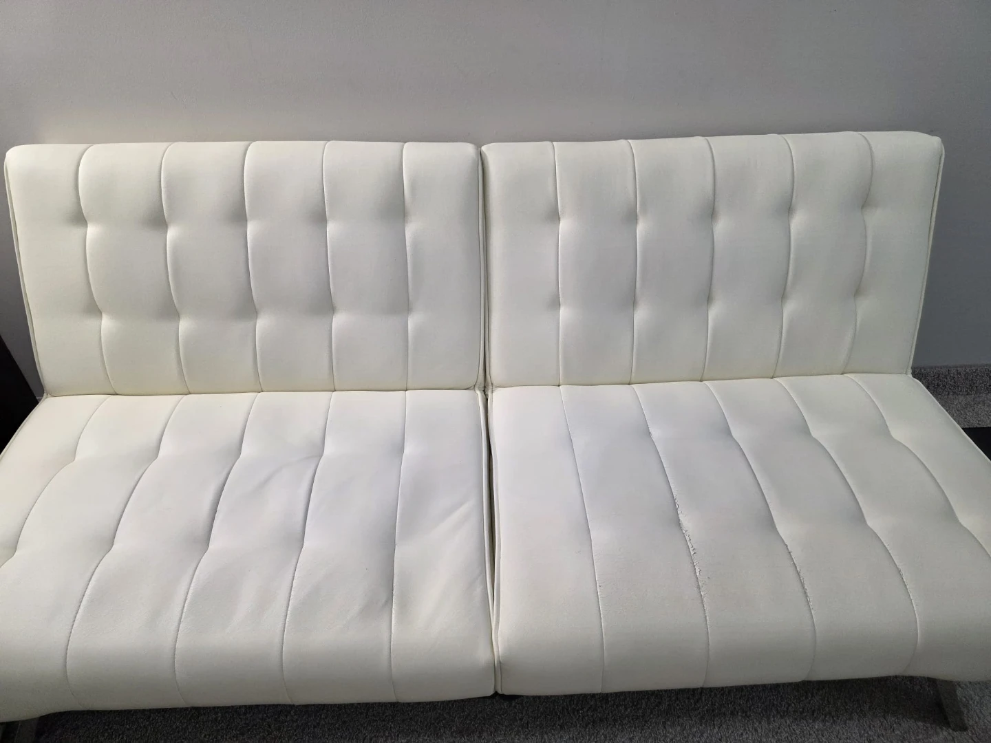 White Faux Leather Loveseat / Futon