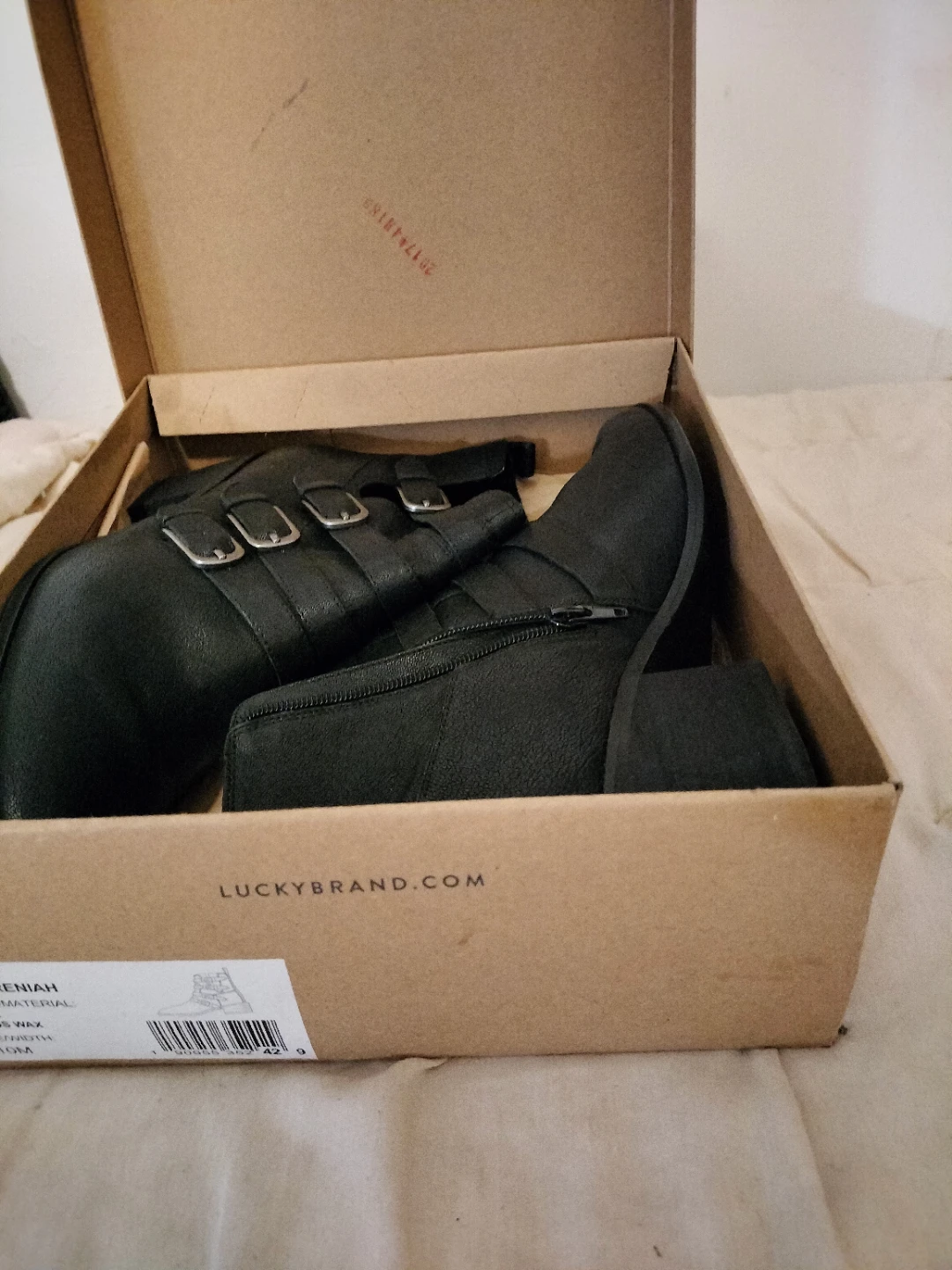 Black Leather Buckle Ankle Boots Size 10M - photo 2