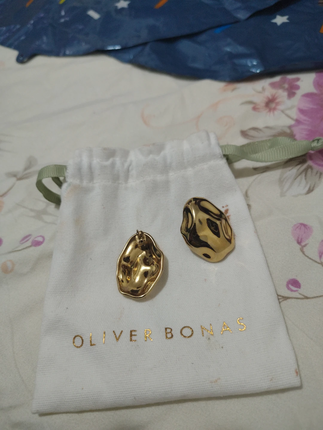 Oliver Bonas Gold Abstract Earrings