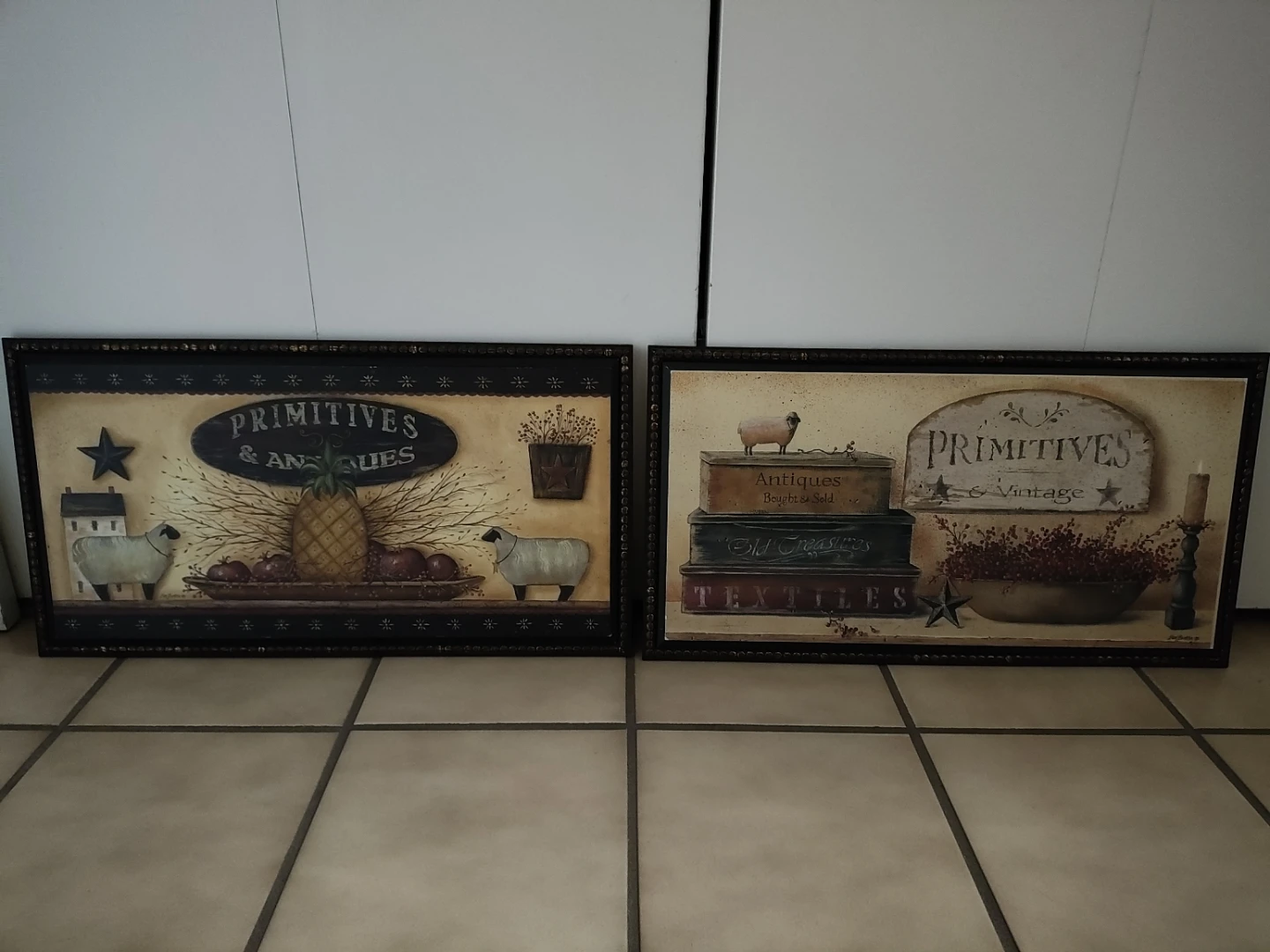 Set of 2 Primitive & Antiques Wall Art