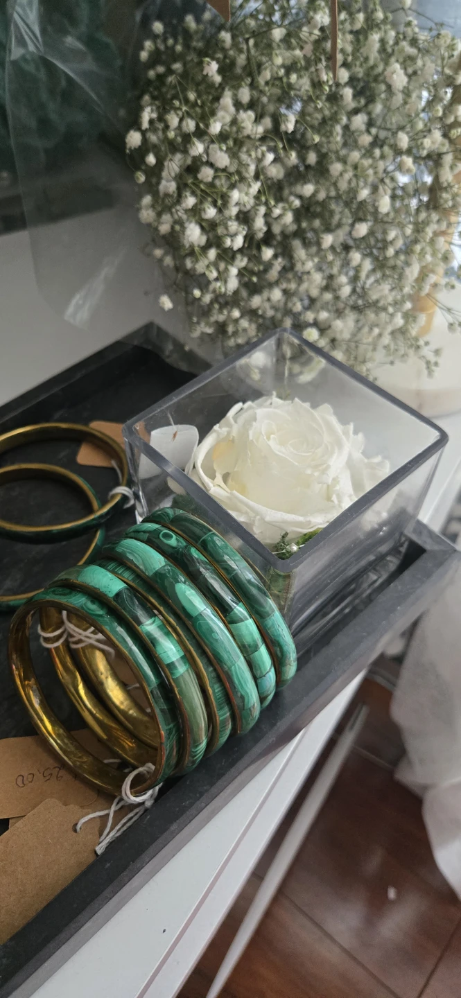 Malachite and brass bangles