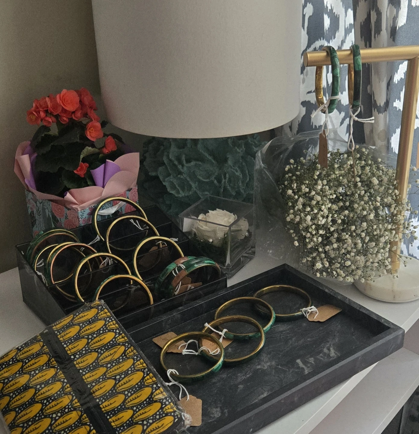 Malachite and brass bangles - photo 3