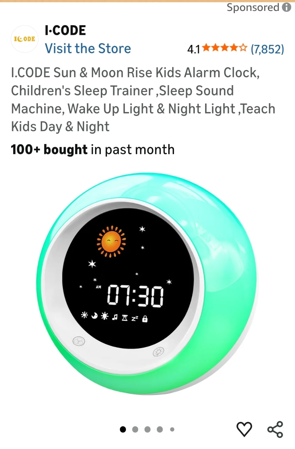 I-CODE Sun & Moon Rise Kids Alarm Clock