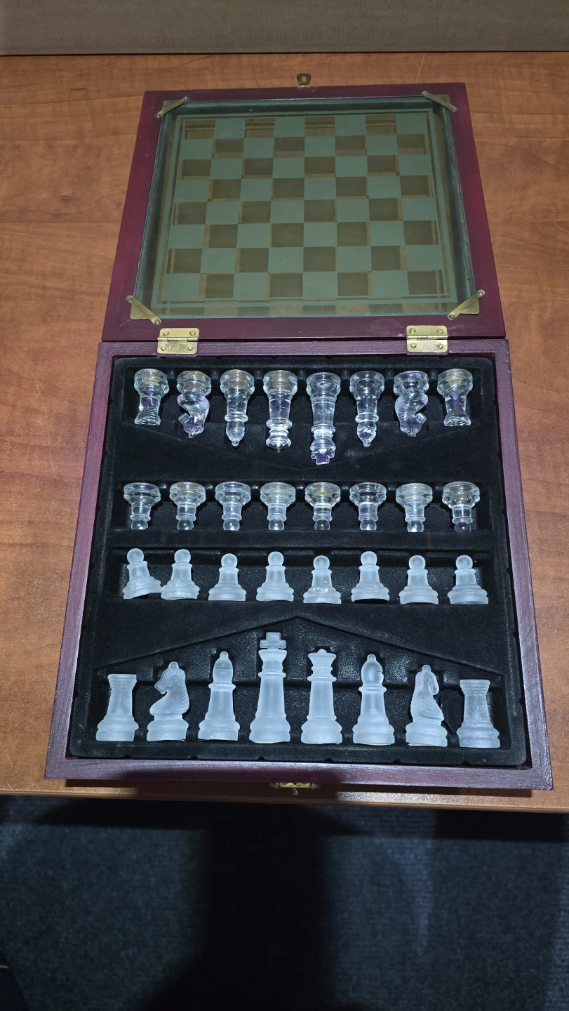Glass Chess Set with Wooden Case - photo 2
