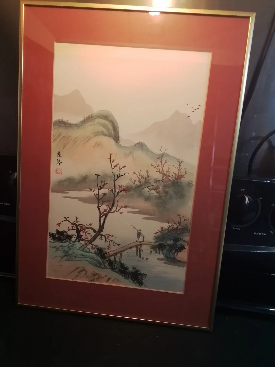Chinese landscape painting by Huì Qín ink and wash with light