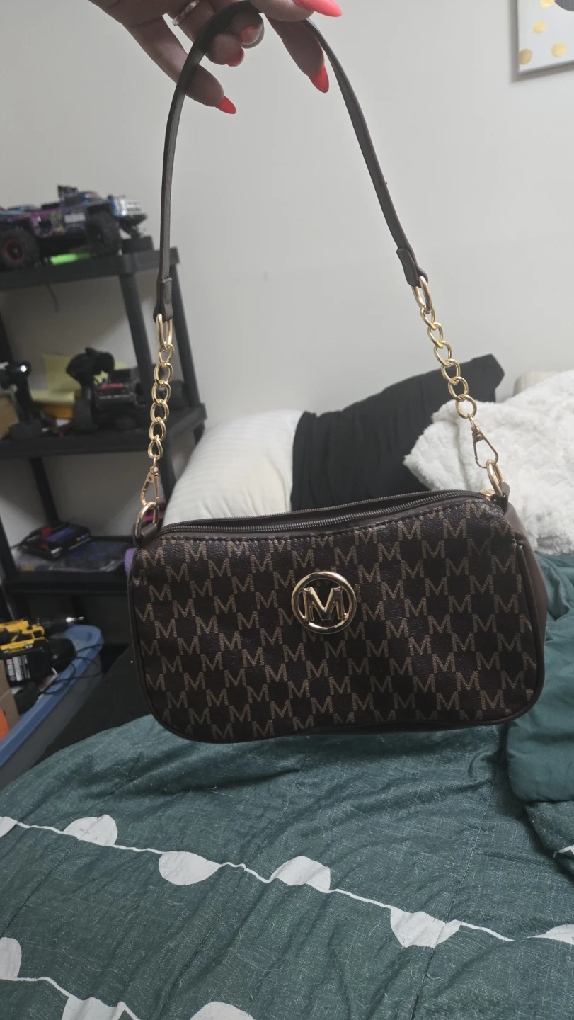 Brown Monogram Shoulder Bag with Gold Chain - photo 2