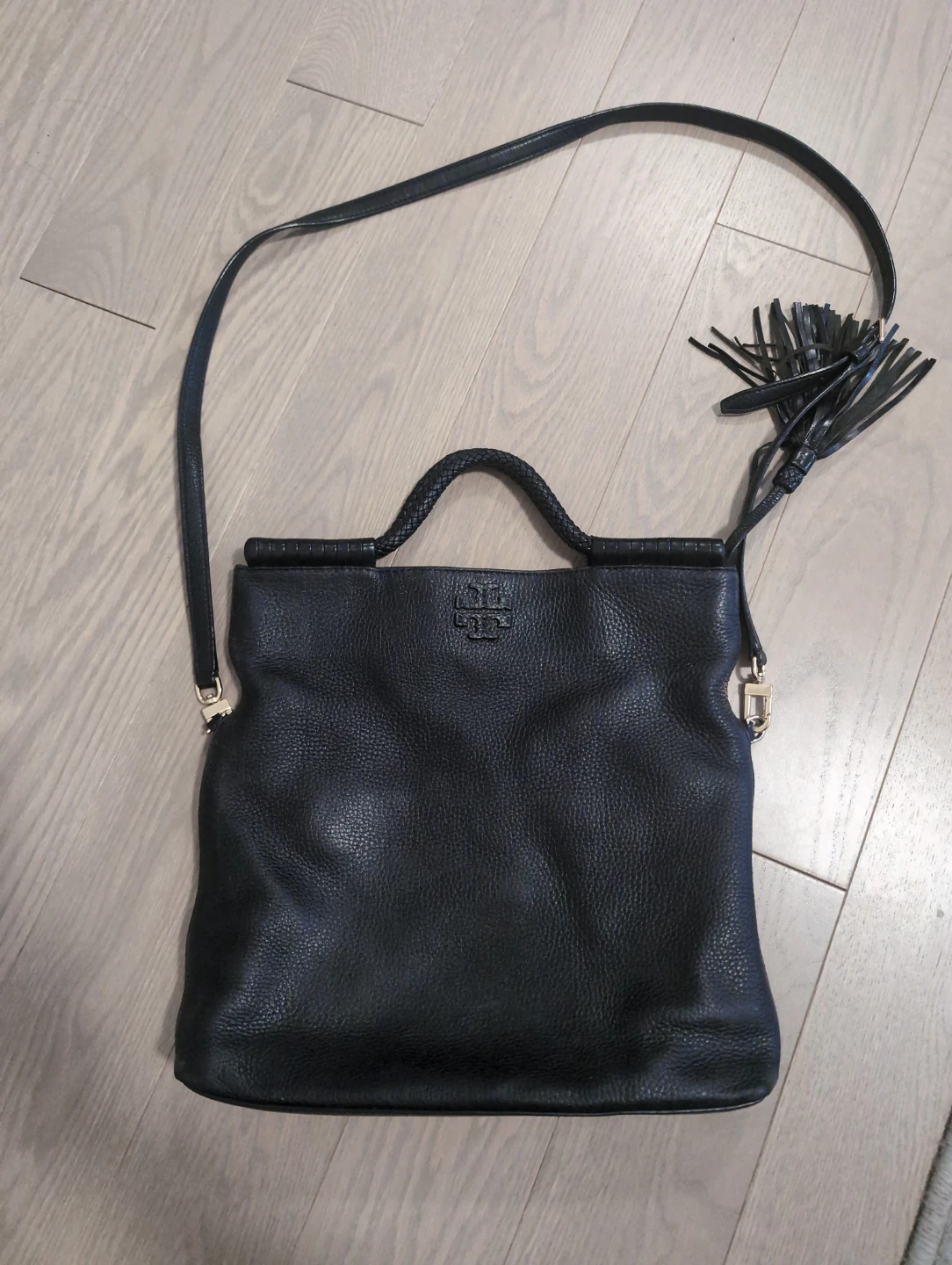 Tory Burch Black Leather Tote Bag