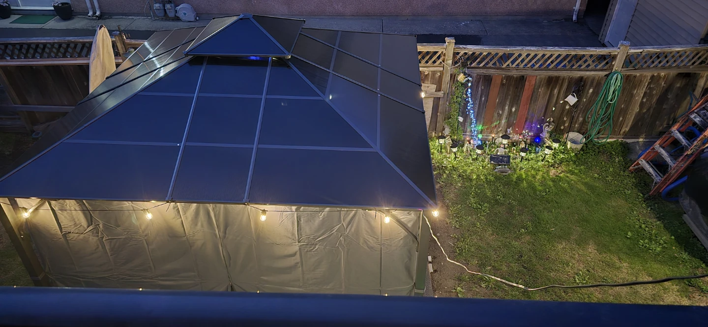 12 x 12 polycarbonate gazebo with netting & privacy panels - photo 4