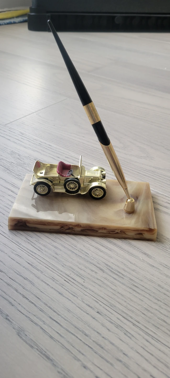 Gold Vintage Car Pen Holder Desk Accessory - photo 2