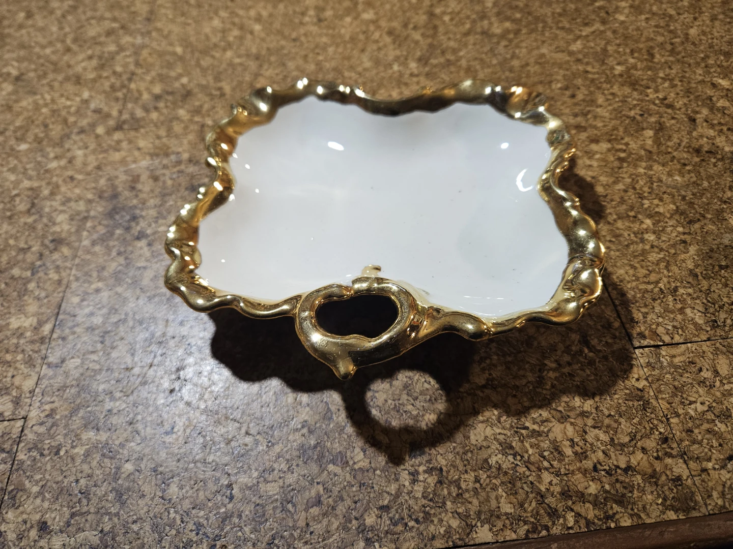 Decorative Gold Trimmed White Trinket Dish - photo 3