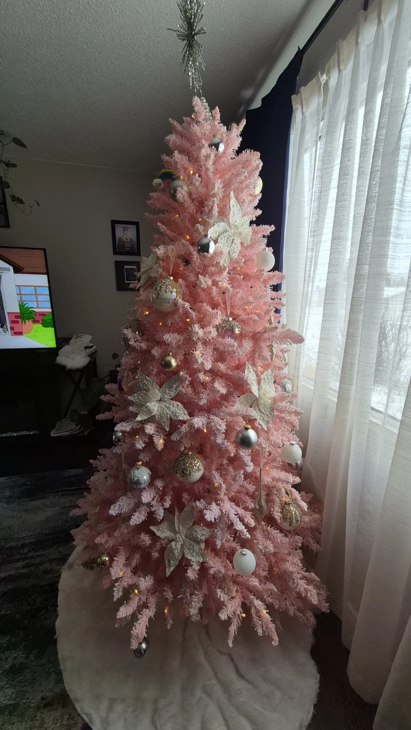 Pink Artificial Christmas Tree without ornaments