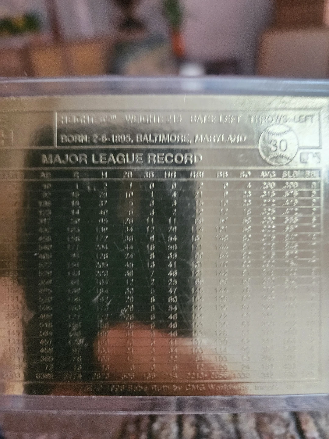 Babe Ruth New York Yankees Gold Baseball 22k gold plated Card - photo 2