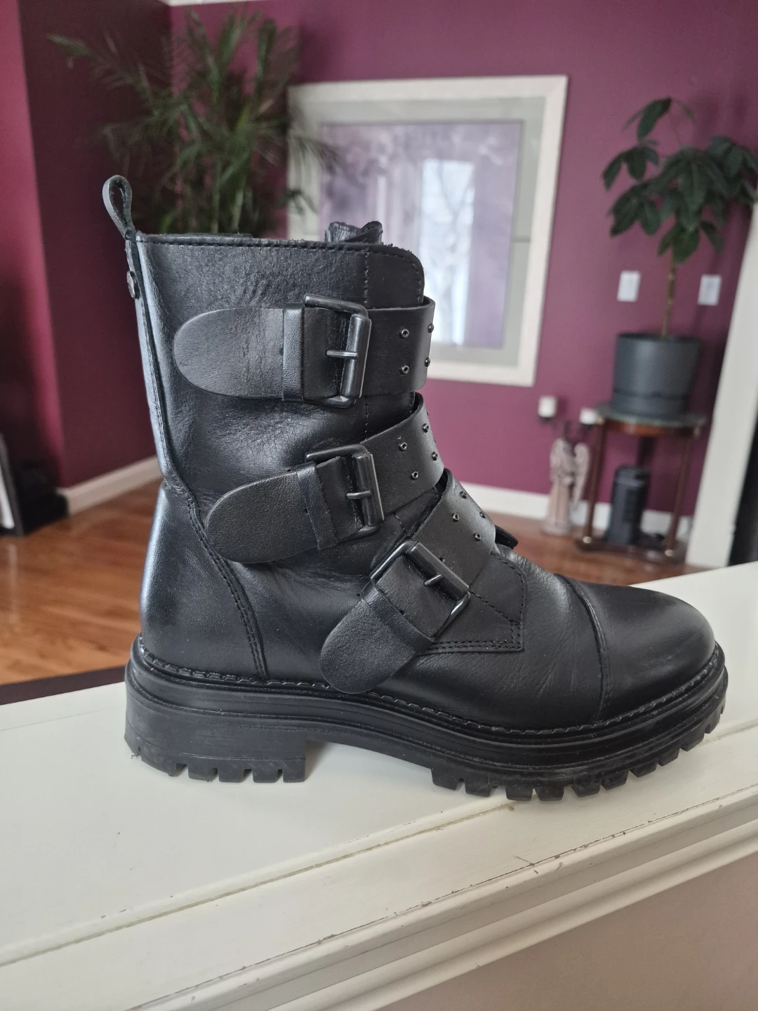 Black Leather Buckle Boots - photo 2