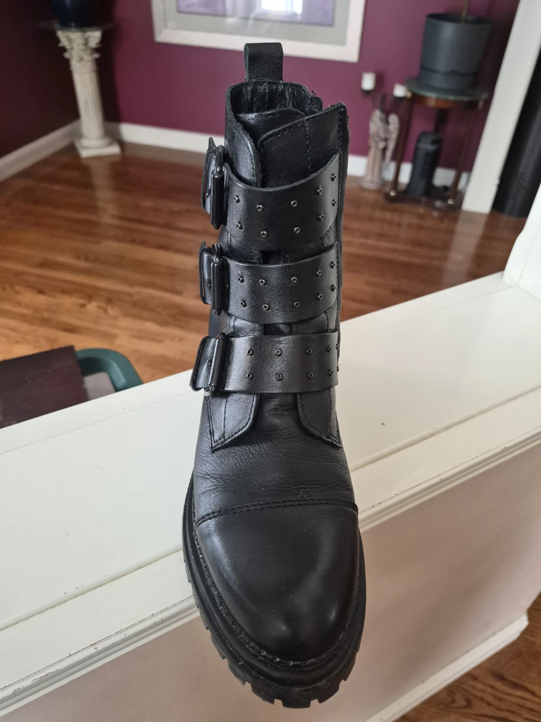 Black Leather Buckle Boots - photo 3