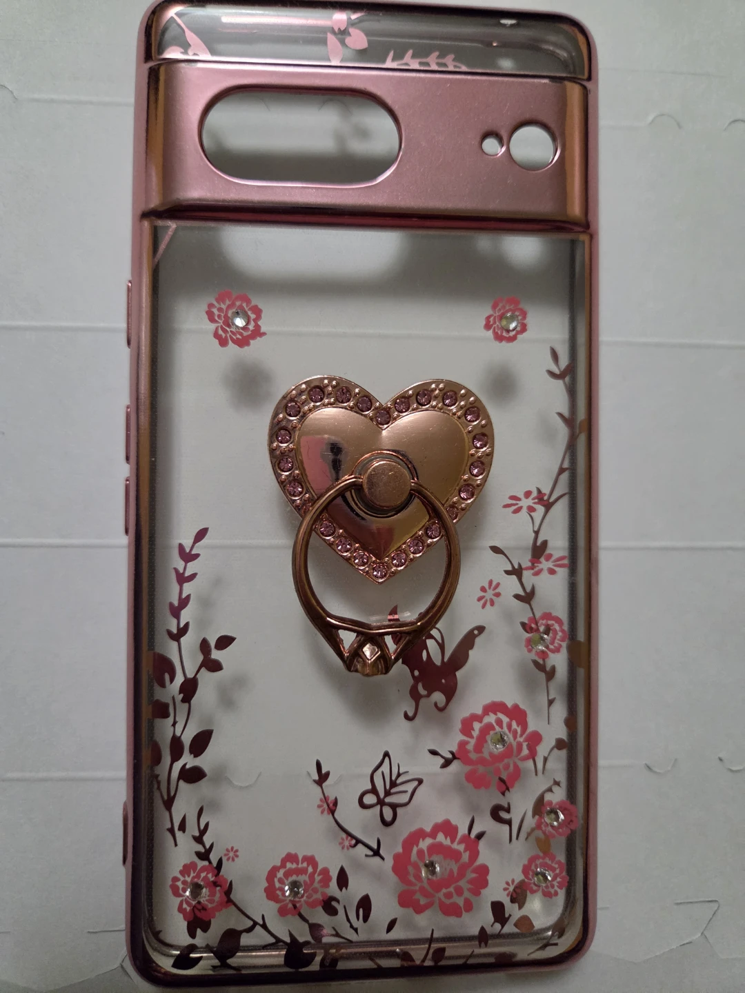 Google Pixel 7 Rose Gold Floral Phone Case with Ring Holder - photo 2
