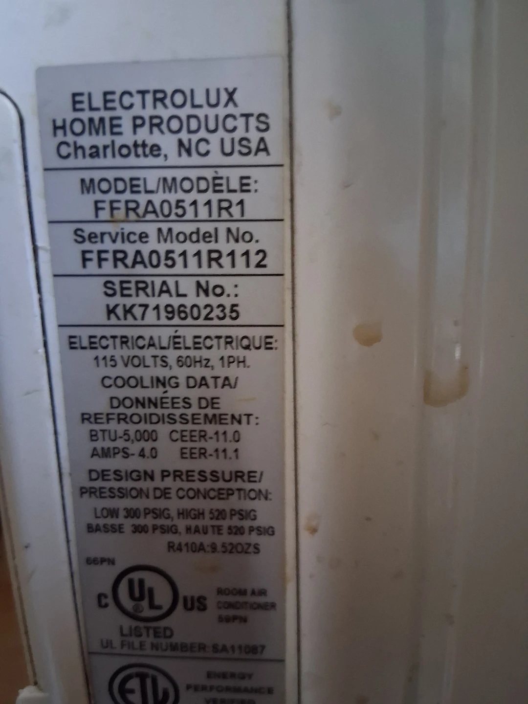 Electrolux FFRA0511R1 Window Air Conditioner