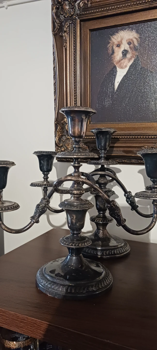 Set of Antique Art Nouveau Candelabras Candlesticks Centerpieces