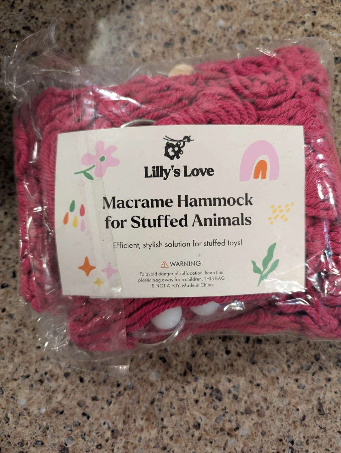 Lilly's Love Macrame Hammock for Stuffed Animals - Pink - photo 2