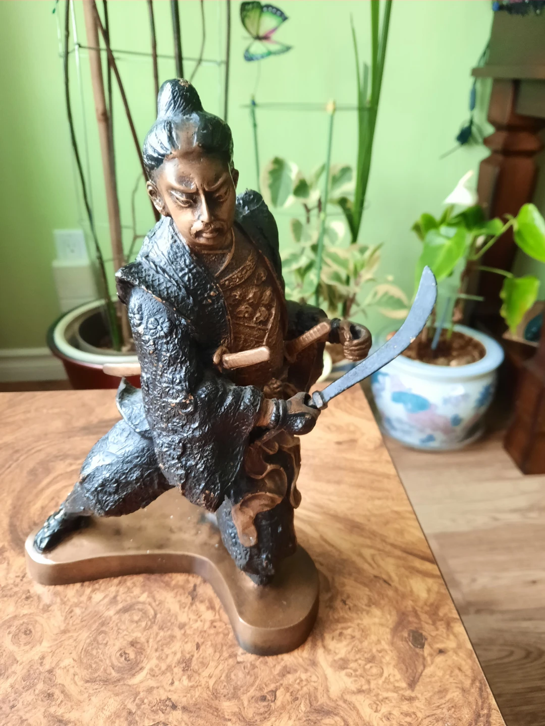 Samurai Figurine Statue Bronze Metal Warrior