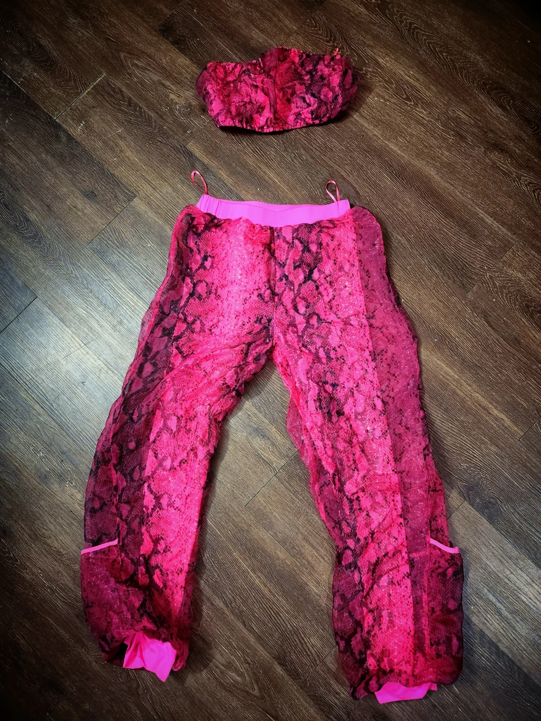 Hot Pink Snake Print Mesh Pants and Bandau Top - photo 2