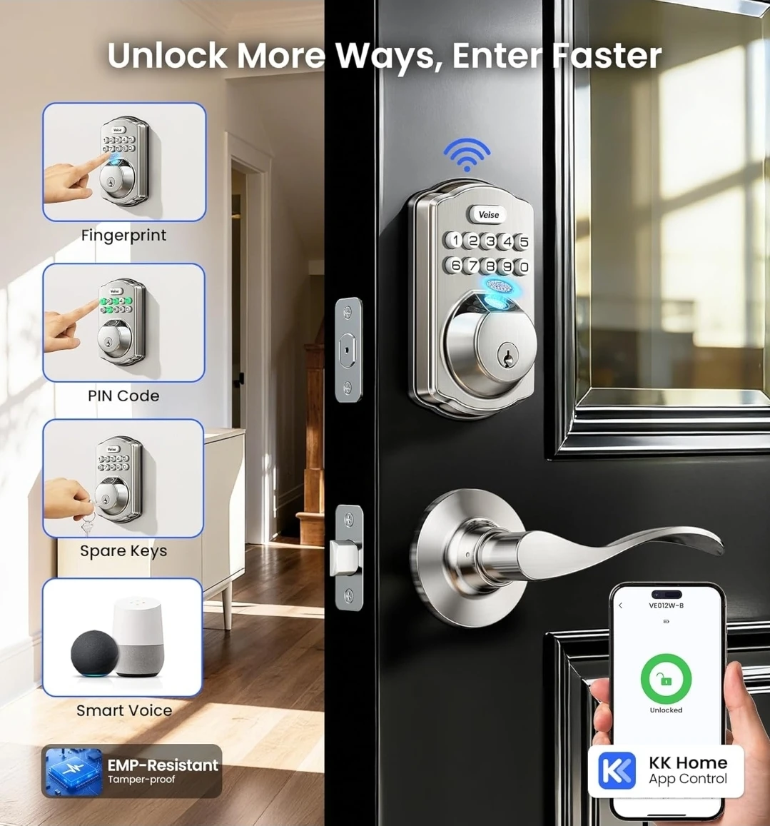 Wi-Fi Smart Lock with Handle Set - Satin Nickel 🌱 - photo 3