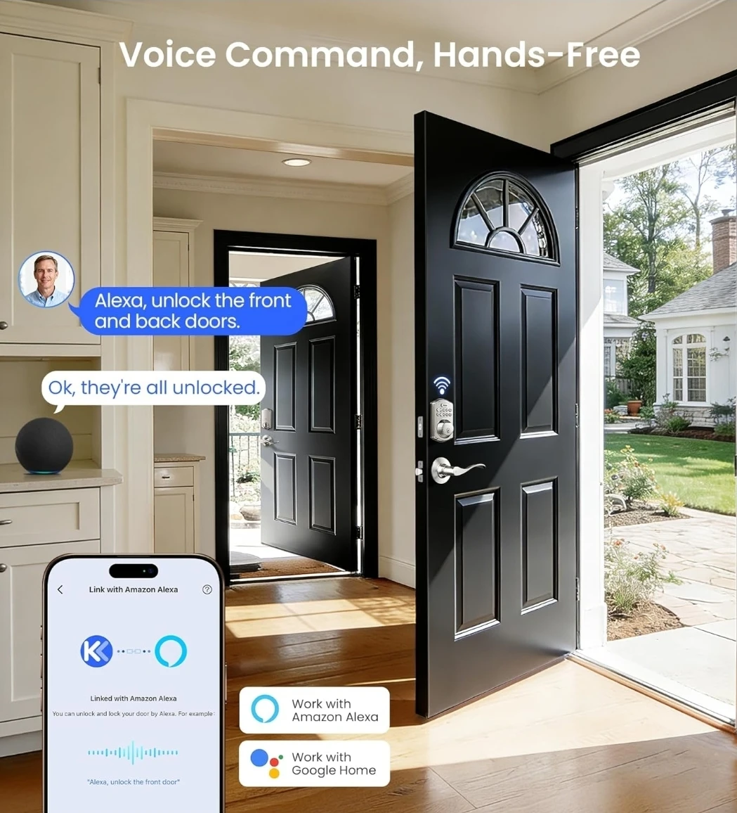 Wi-Fi Smart Lock with Handle Set - Satin Nickel 🌱 - photo 4