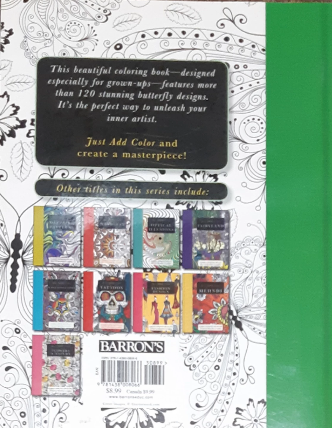 Barron's Just Add Color Butterflies Coloring Book - photo 2