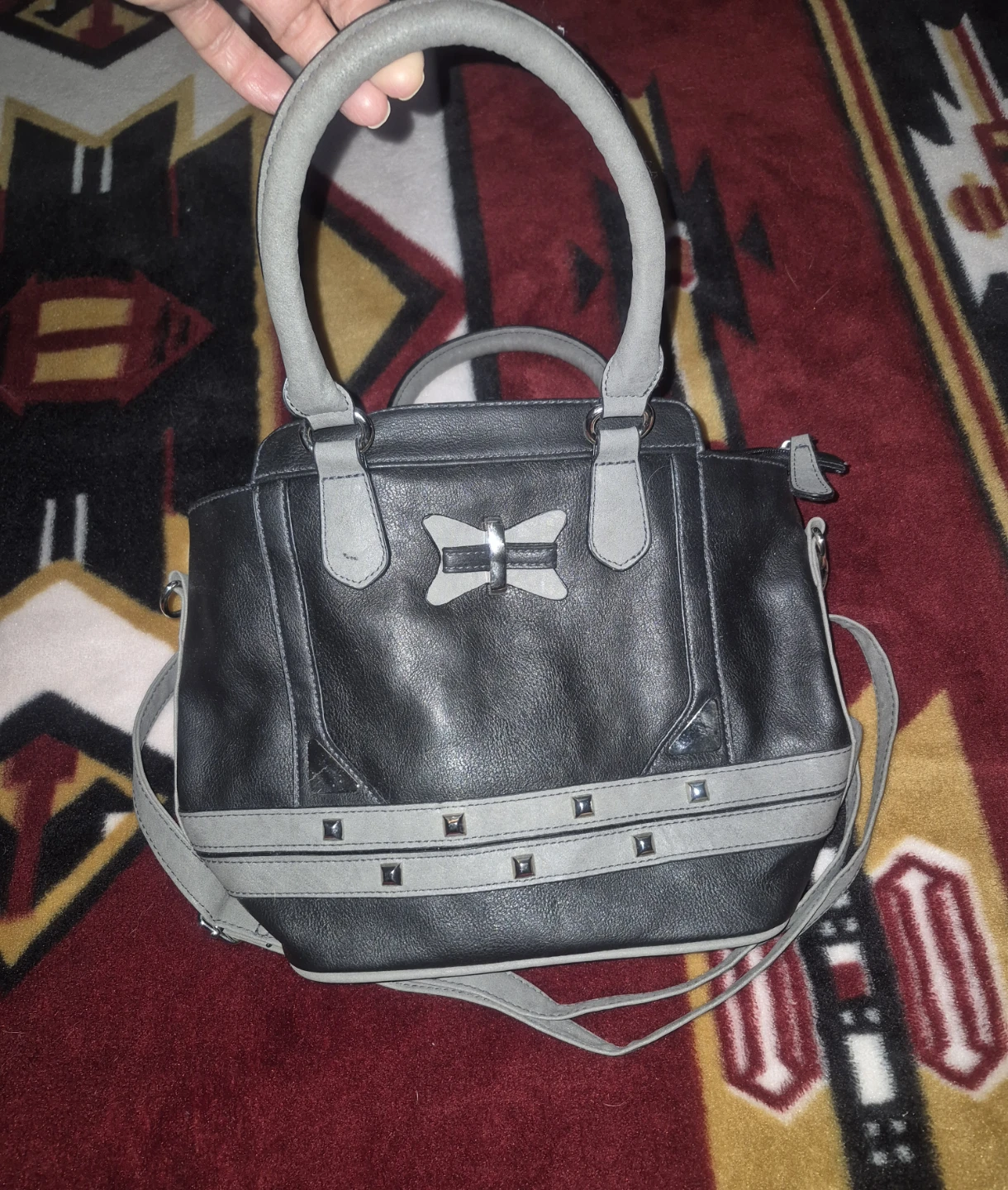 Black & Grey Faux Leather Purse