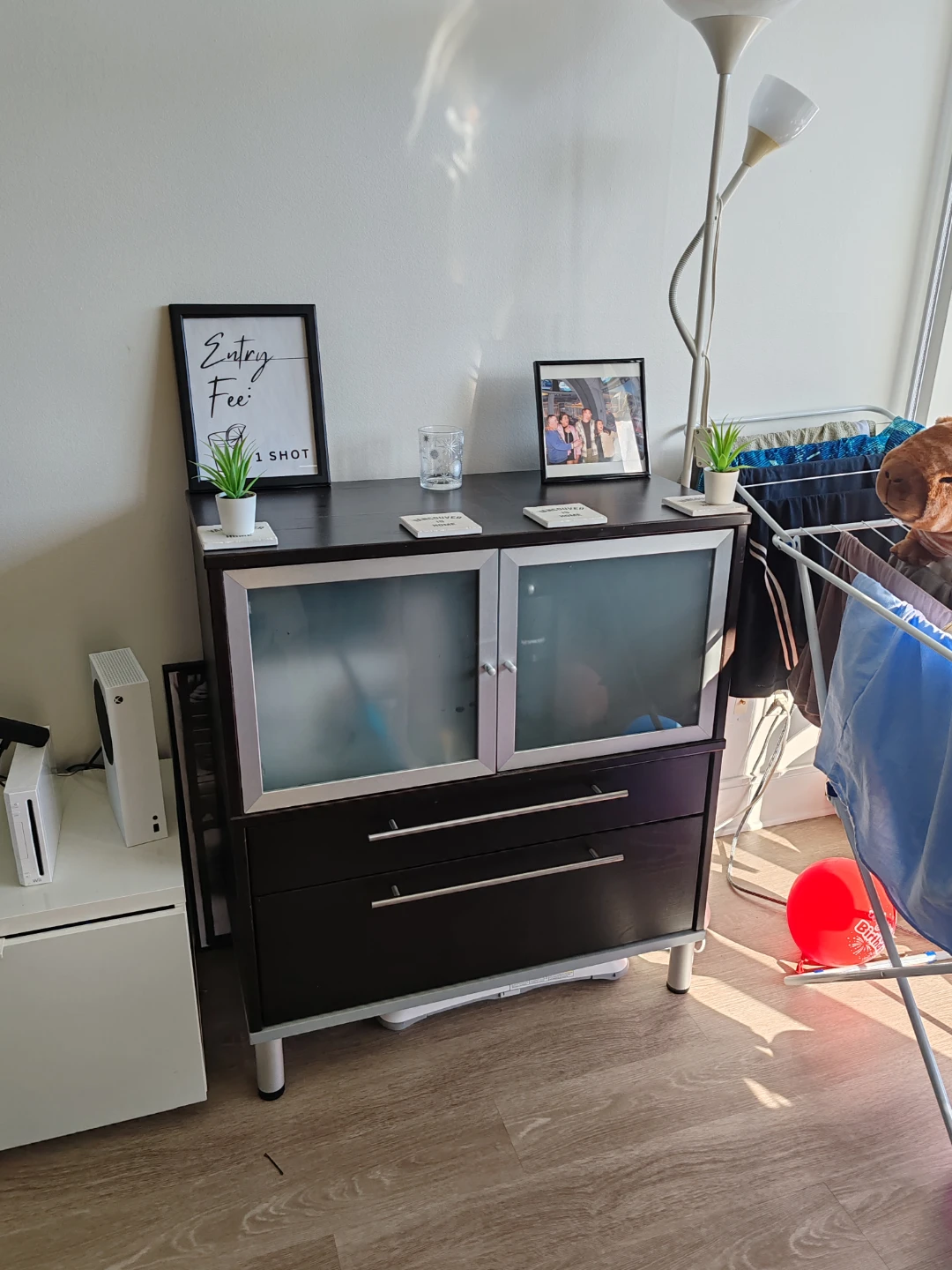 Black 2-Door Cabinet with Drawers