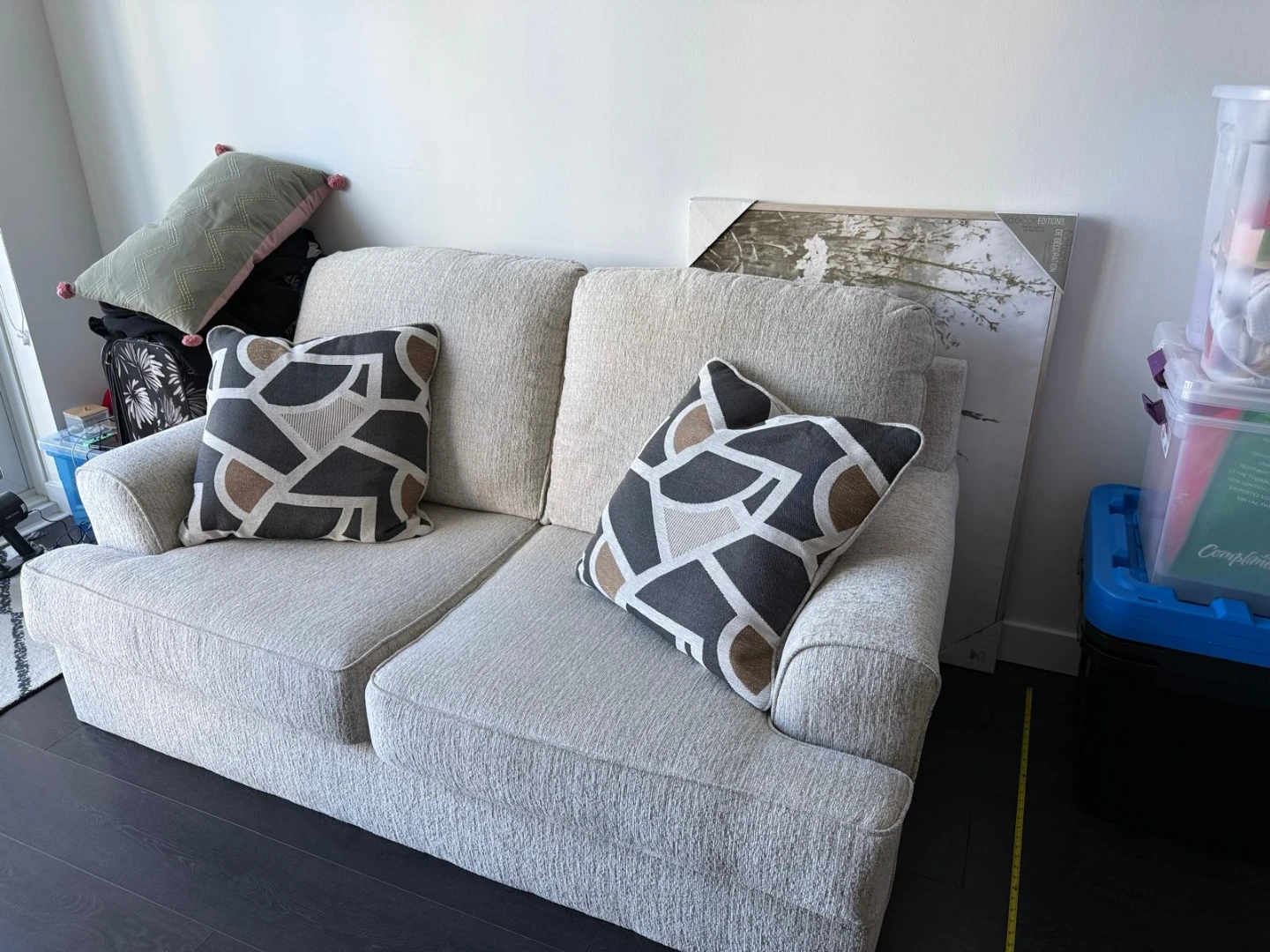 Cream loveseat sofa