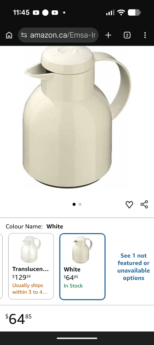 Emsa Samba Glass Lined Thermal Carafe - White - photo 5