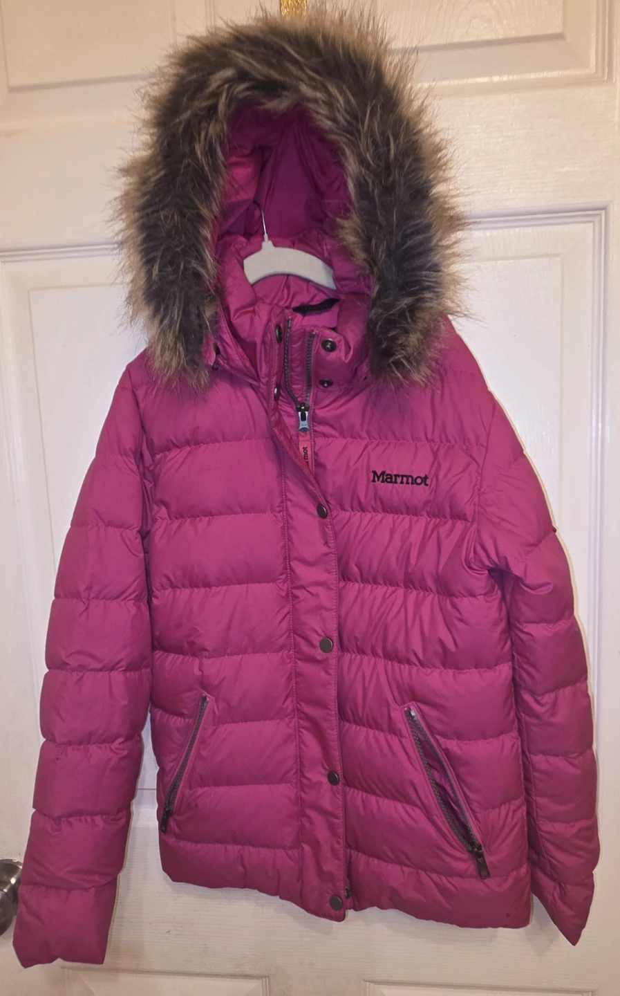 Marmot Pink Puffer Jacket with Faux Fur Hood - photo 2