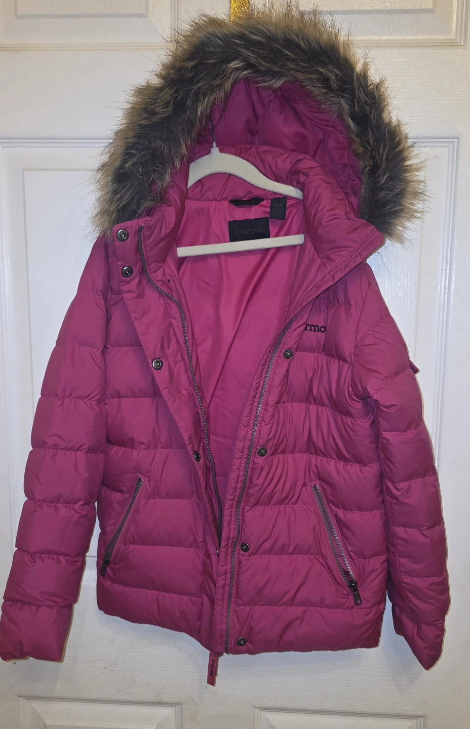 Marmot Pink Puffer Jacket with Faux Fur Hood - photo 4