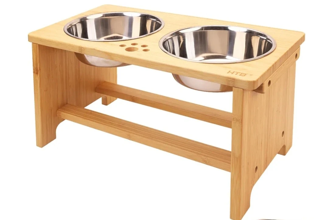 HTB Elevated Bamboo Dog Bowls