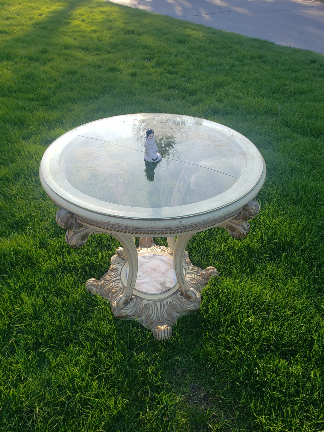 Vintage Victorian Table with Glass Top