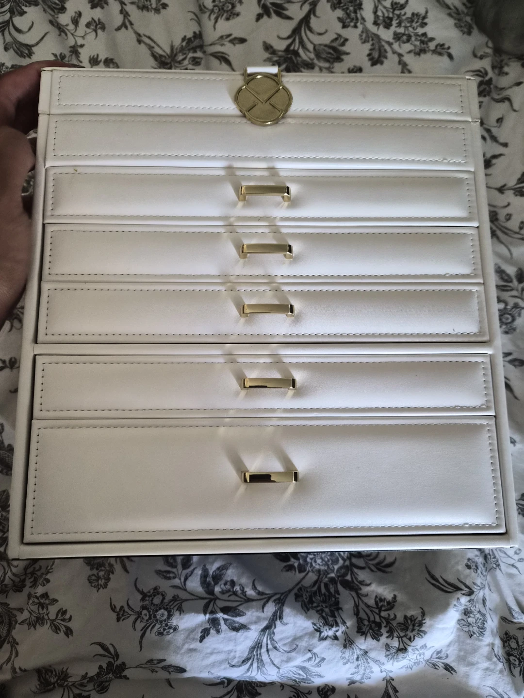 White Faux Leather Jewelry Box with 5 Drawers - photo 2