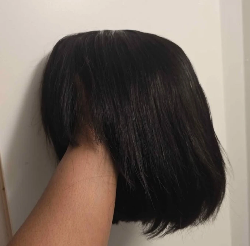 Black Bob human hair Wig with Bangs