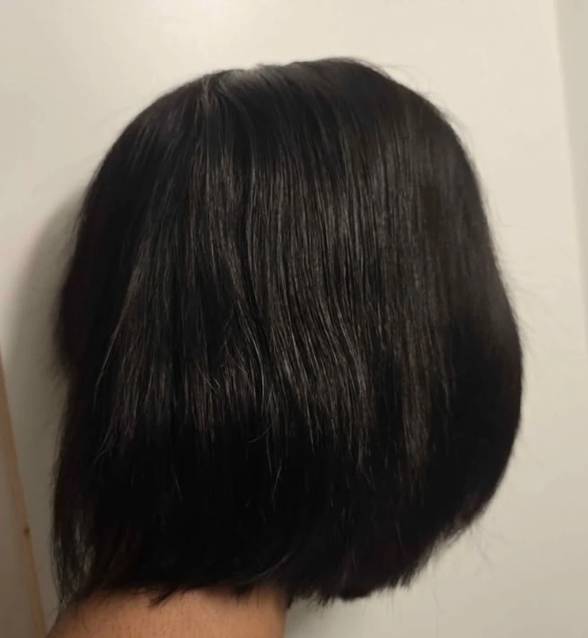 Black Bob human hair Wig with Bangs - photo 2