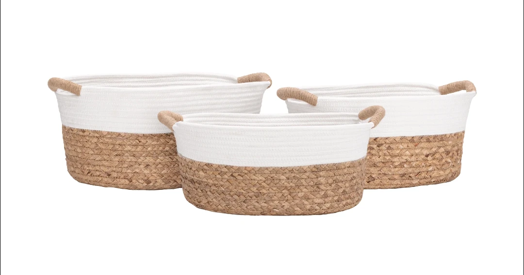 Set of 3 Woven Rope Baskets with Handles - photo 2